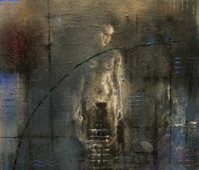 au bord d'un r�ve bleu 2010 60x70cm huile sur toile