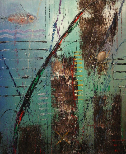 la mer aussi c'est ta terre 2010 60x50cm huile sur toile