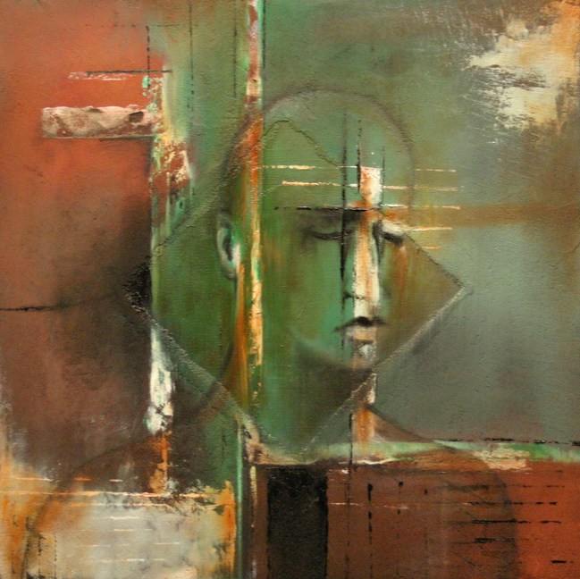 le visiteur 2009 50x50cm tech. mixte sur toile -- Cliquez pour voir l'image en entier